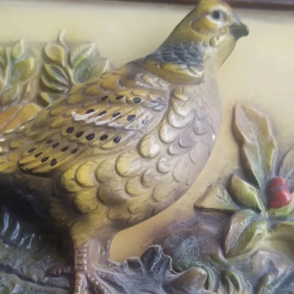 Vintage NAPCO 3D Plaque Picture Ruffled Grouse Mallard Duck Drake Set Of 2 - Picture 10 of 13